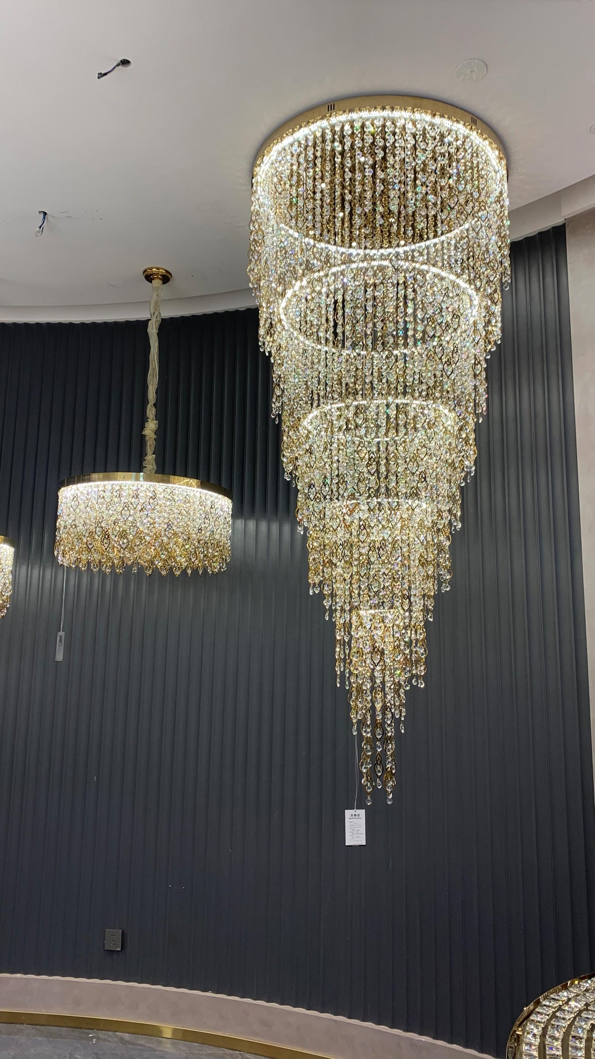 Modern Round 5 - Layer Crystal Tassel Chandelier for Villa/Staircase/Foyer/Living Room - D39.37''*H94.48''(D100cm*H240cm)/62.2kgWarm Lightcasivra