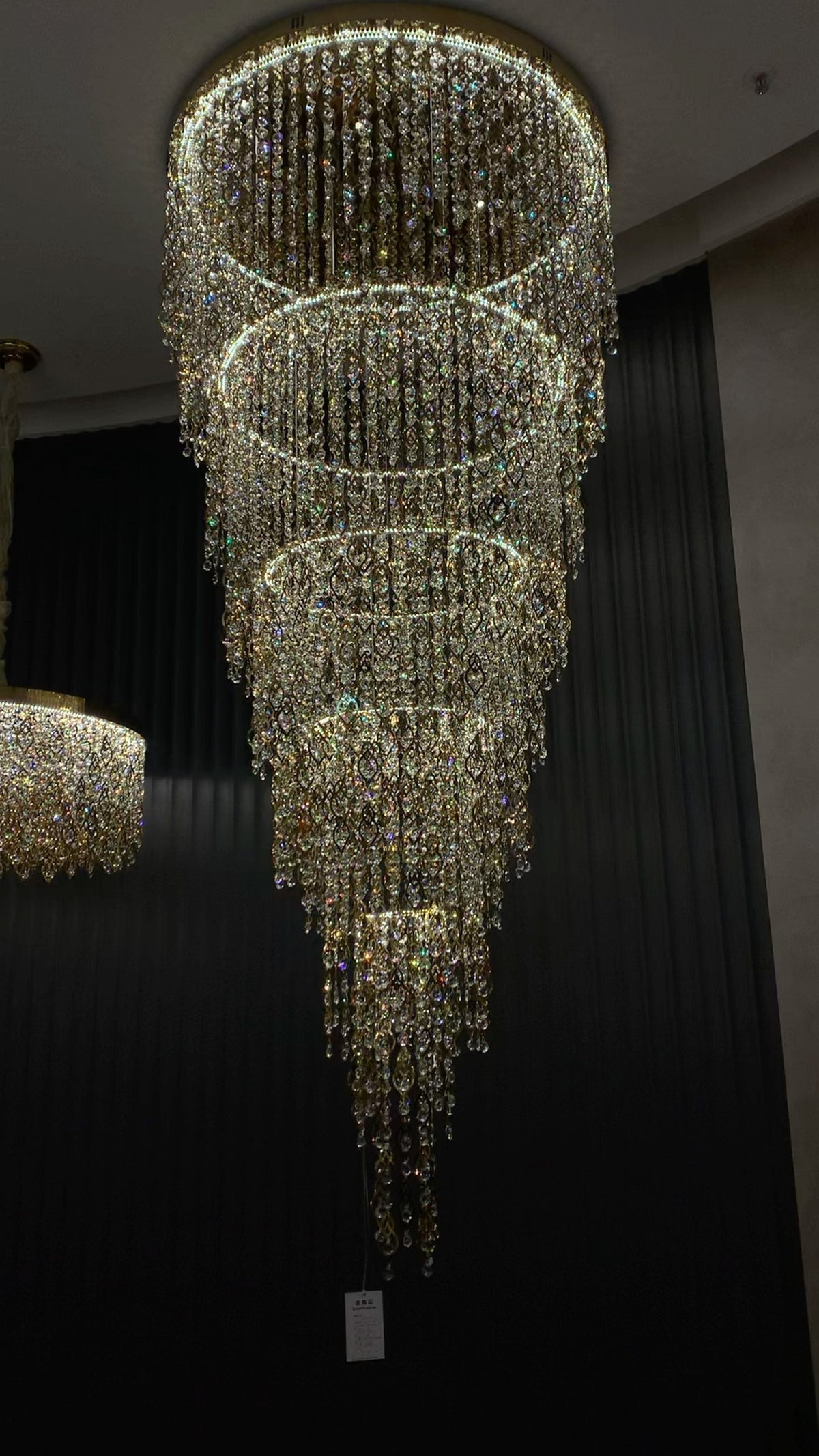 Modern Round 5 - Layer Crystal Tassel Chandelier for Villa/Staircase/Foyer/Living Room - D39.37''*H94.48''(D100cm*H240cm)/62.2kgWarm Lightcasivra