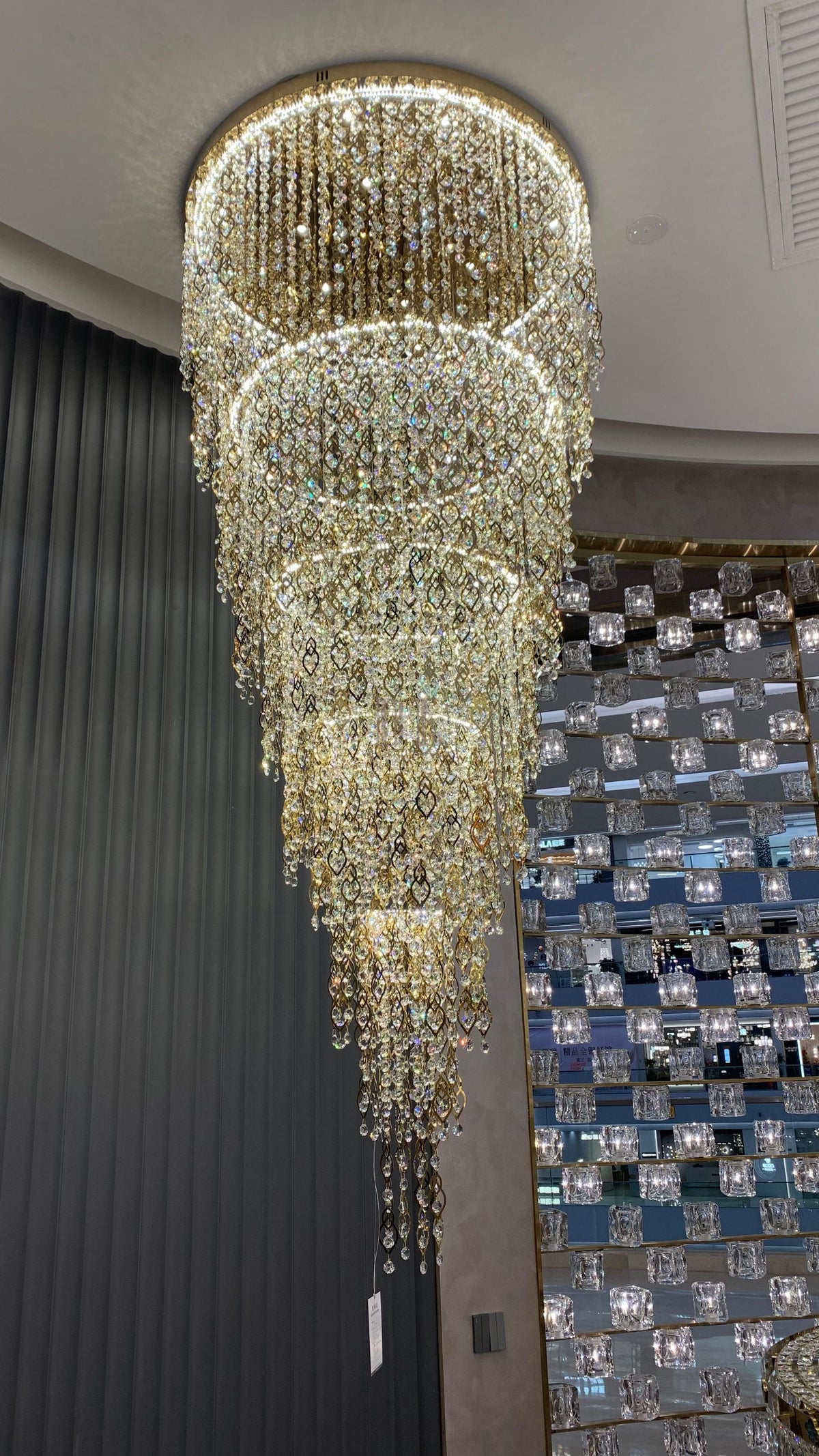 Modern Round 5 - Layer Crystal Tassel Chandelier for Villa/Staircase/Foyer/Living Room - D39.37''*H94.48''(D100cm*H240cm)/62.2kgWarm Lightcasivra