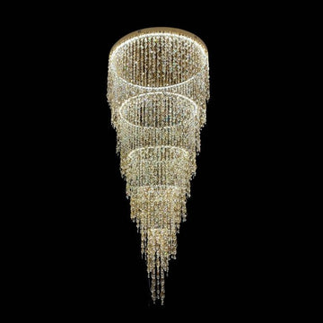 Modern Round 5 - Layer Crystal Tassel Chandelier for Villa/Staircase/Foyer/Living Room - D39.37''*H94.48''(D100cm*H240cm)/62.2kgWarm Lightcasivra
