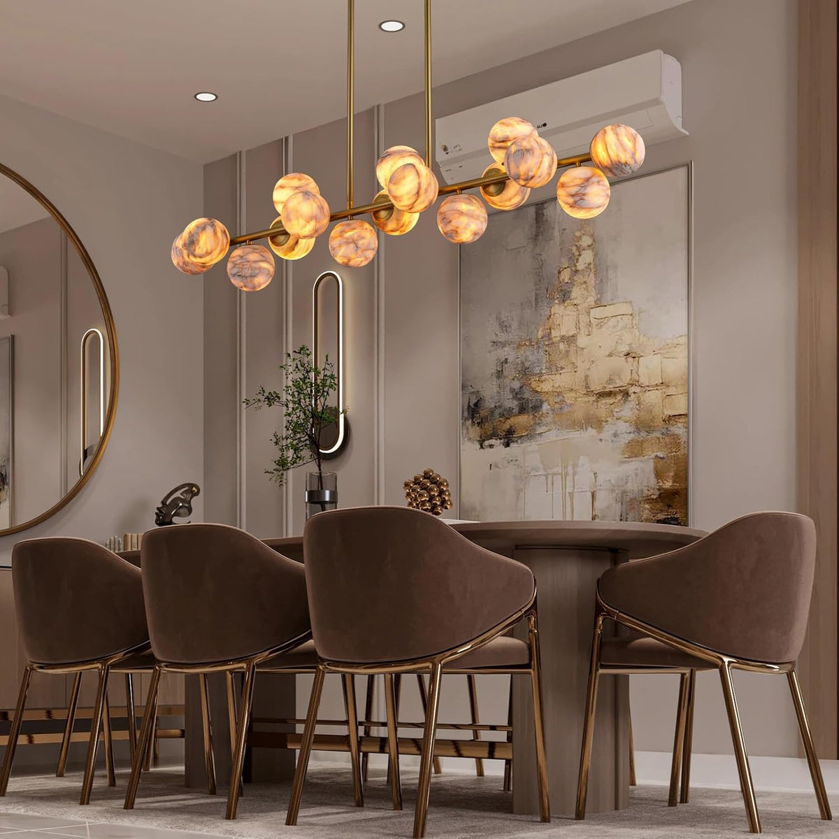 Modern Round Alabaster Chandelier - D1400-55"L × 54.9"W × 11.8"Hcasivra