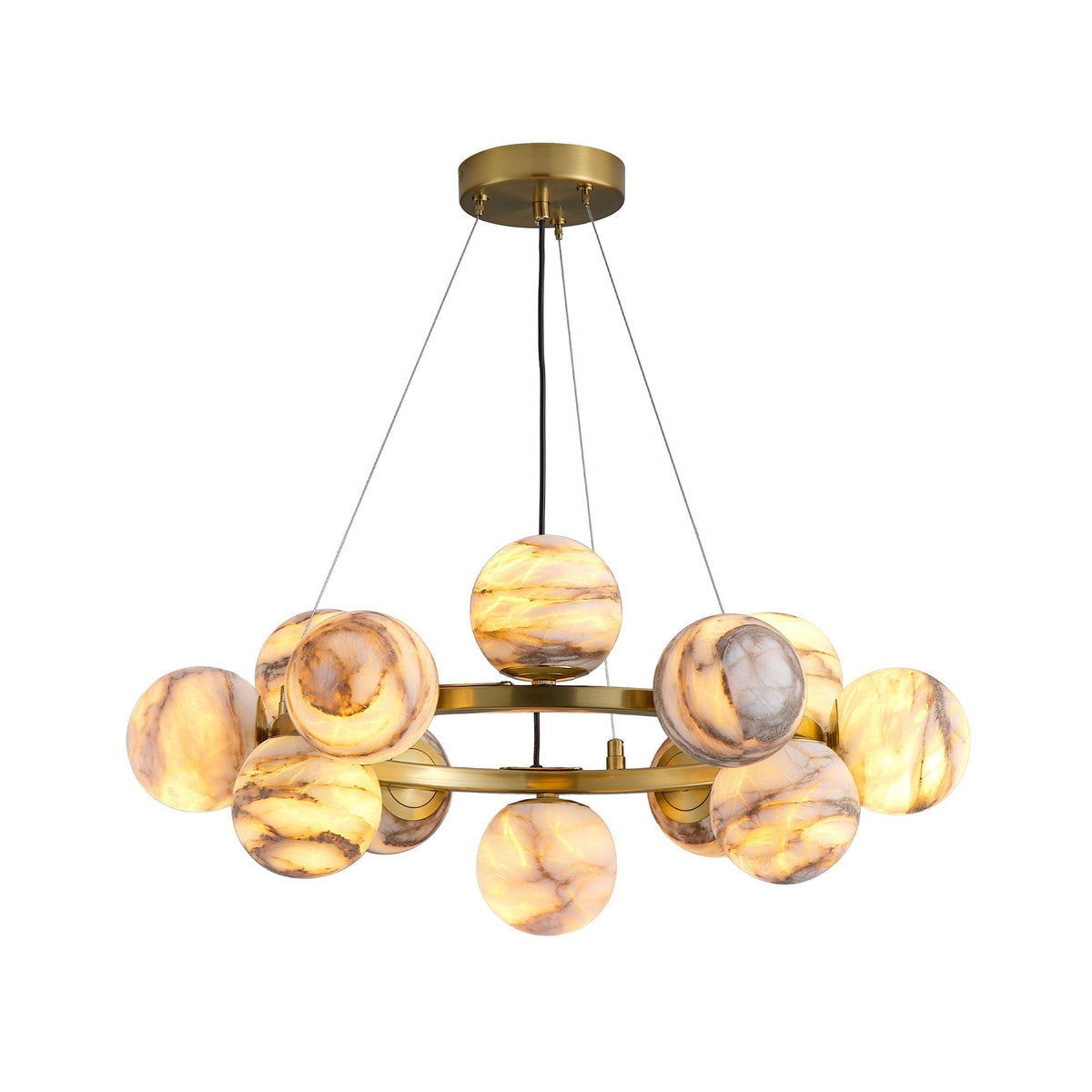 Modern Round Alabaster Chandelier - D560-21.5"L × 15"W × 21"Hcasivra