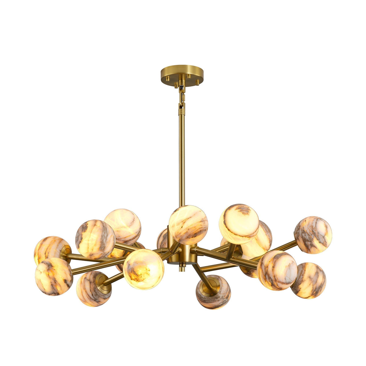 Modern Round Alabaster Chandelier - D800-31.5"L × 31.5"W × 8.5"Hcasivra