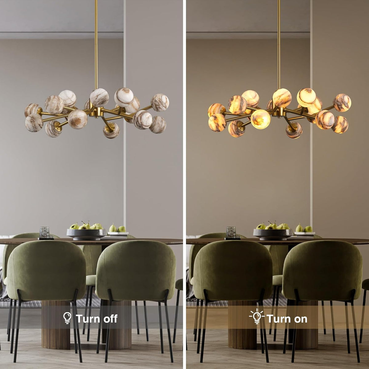 Modern Round Alabaster Chandelier - D800-31.5"L × 31.5"W × 8.5"Hcasivra