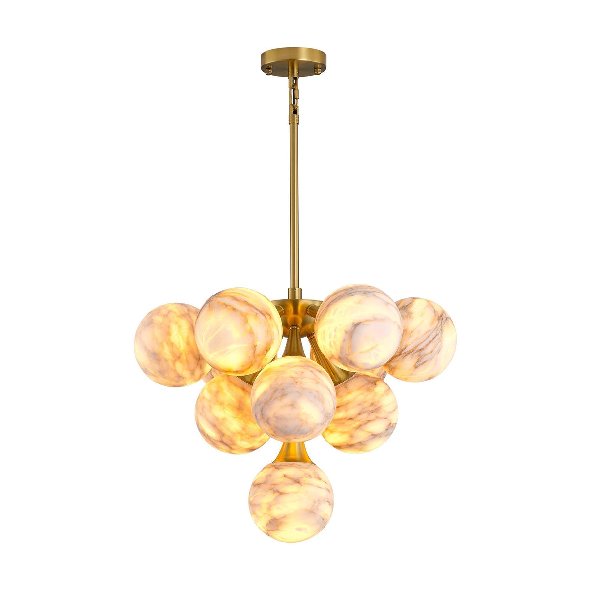 Modern Round Alabaster Chandelier - D560-21.5"L × 15"W × 21"Hcasivra