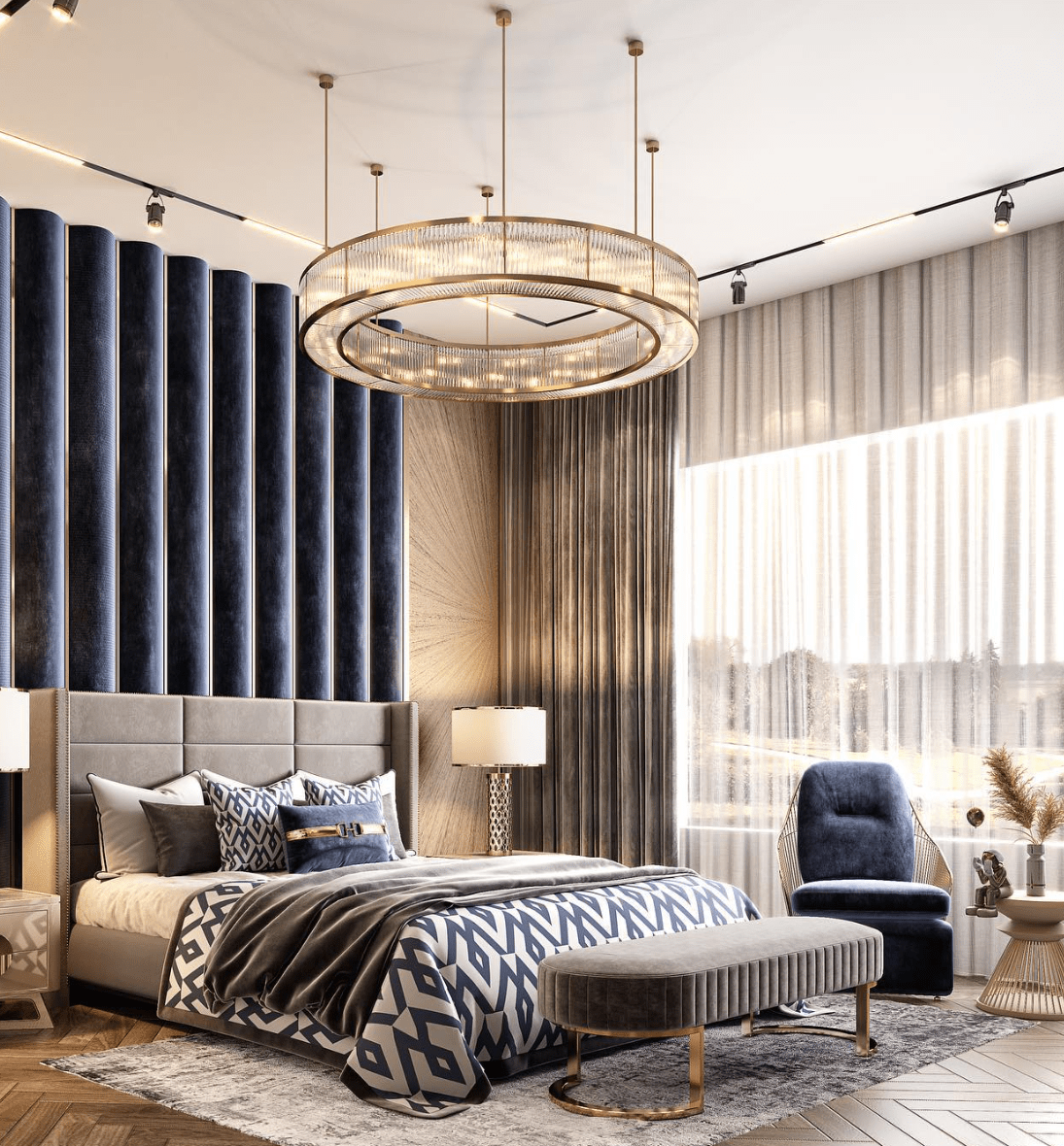 Modern Round Drum Dimmable Chandelier for Living Room/Bedroom - D31.5"*H10"casivra