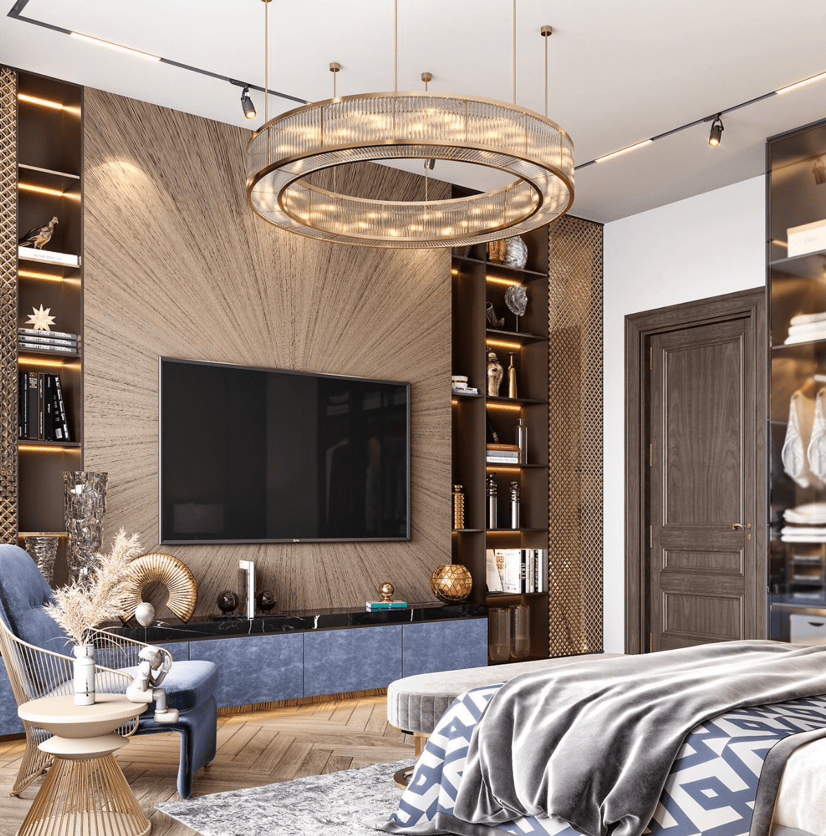 Modern Round Drum Dimmable Chandelier for Living Room/Bedroom - D31.5"*H10"casivra