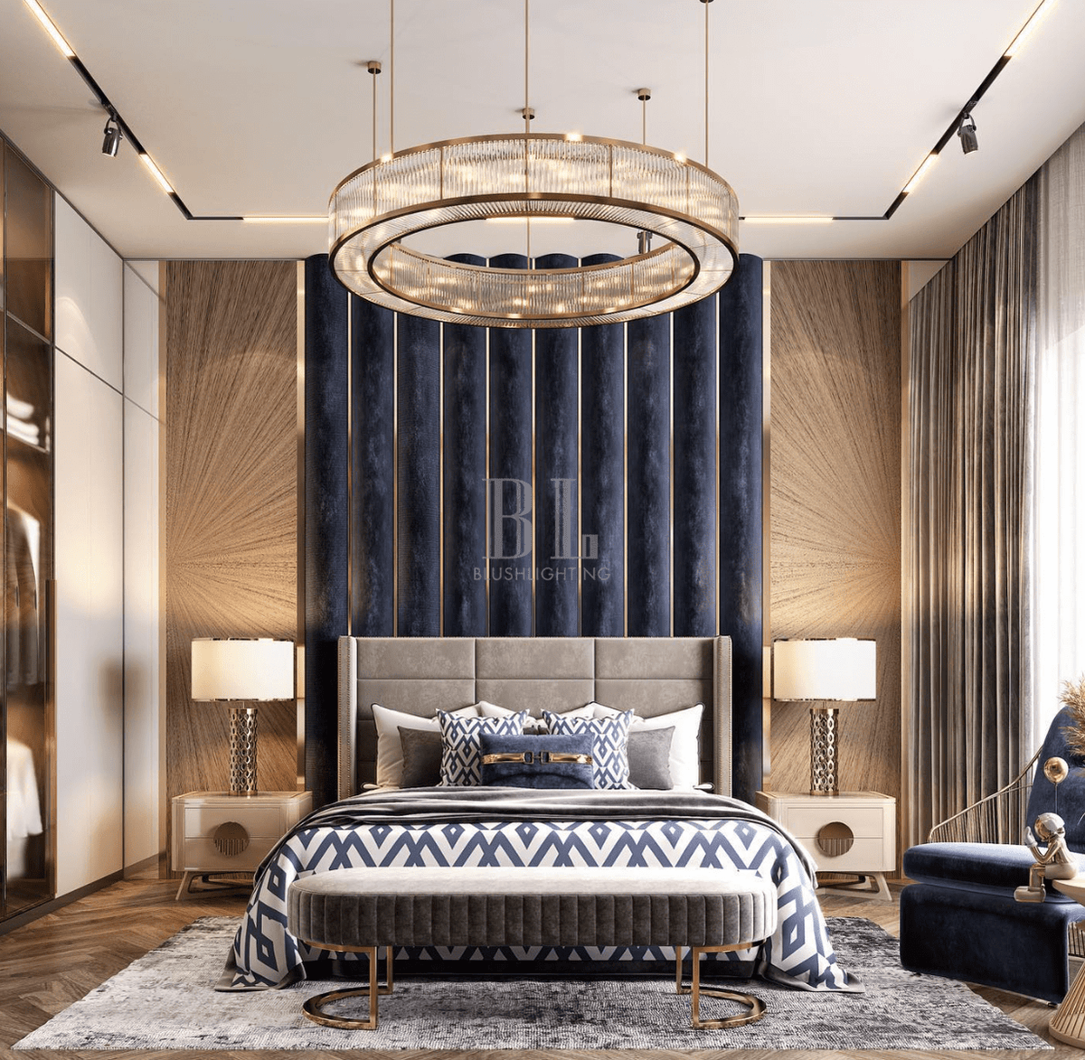 Modern Round Drum Dimmable Chandelier for Living Room/Bedroom - D31.5"*H10"casivra