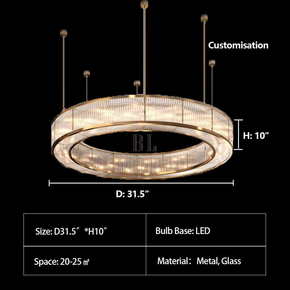 Modern Round Drum Dimmable Chandelier for Living Room/Bedroom - D31.5"*H10"casivra