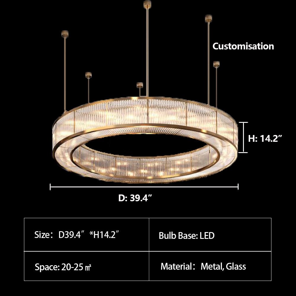 Modern Round Drum Dimmable Chandelier for Living Room/Bedroom - D31.5"*H10"casivra