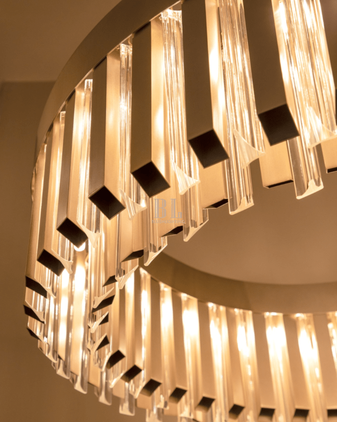 Modern Round Metal Crystal Chandelier for Dining Room/Bedroom - D39.4"*H13.78"(D100cm*H35cm)Goldcasivra