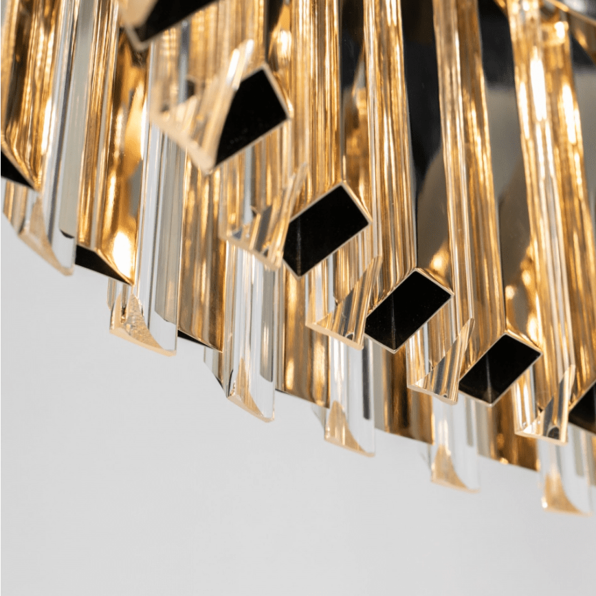 Modern Round Metal Crystal Chandelier for Dining Room/Bedroom - D39.4"*H13.78"(D100cm*H35cm)Goldcasivra