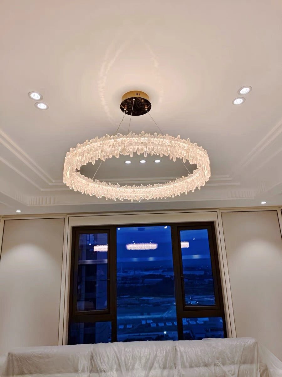 Modern Round Natural Stone Crystal Chandelier - D23.6"*H4.72"(D60cm*H12cm)casivra