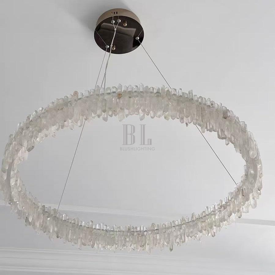 Modern Round Natural Stone Crystal Chandelier - D23.6"*H4.72"(D60cm*H12cm)casivra
