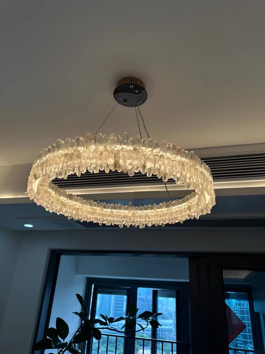 Modern Round Natural Stone Crystal Chandelier - D23.6"*H4.72"(D60cm*H12cm)casivra