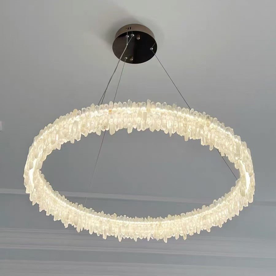 Modern Round Natural Stone Crystal Chandelier - D23.6"*H4.72"(D60cm*H12cm)casivra
