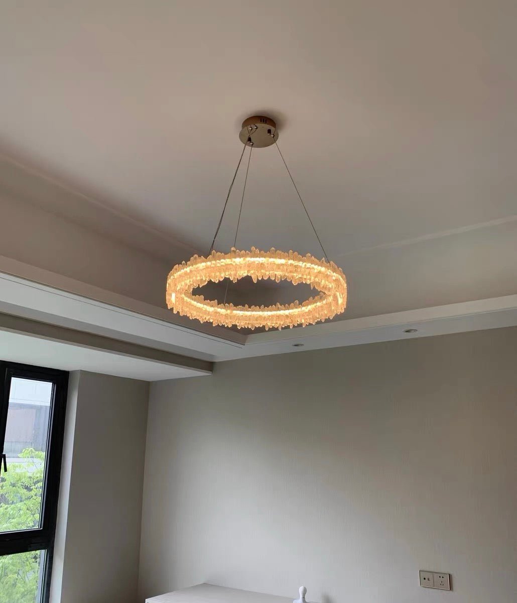 Modern Round Natural Stone Crystal Chandelier - D23.6"*H4.72"(D60cm*H12cm)casivra