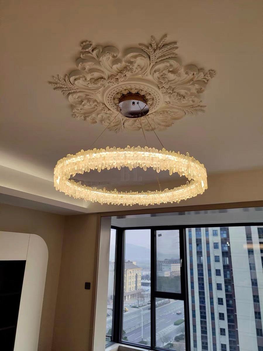 Modern Round Natural Stone Crystal Chandelier - D23.6"*H4.72"(D60cm*H12cm)casivra