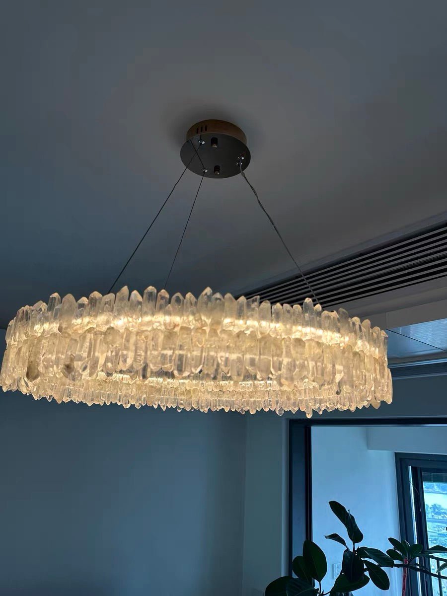 Modern Round Natural Stone Crystal Chandelier - D23.6"*H4.72"(D60cm*H12cm)casivra