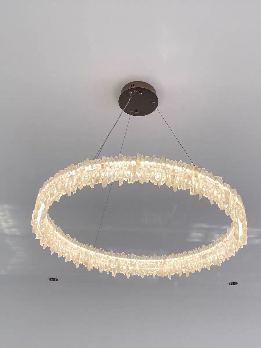 Modern Round Natural Stone Crystal Chandelier - D23.6"*H4.72"(D60cm*H12cm)casivra