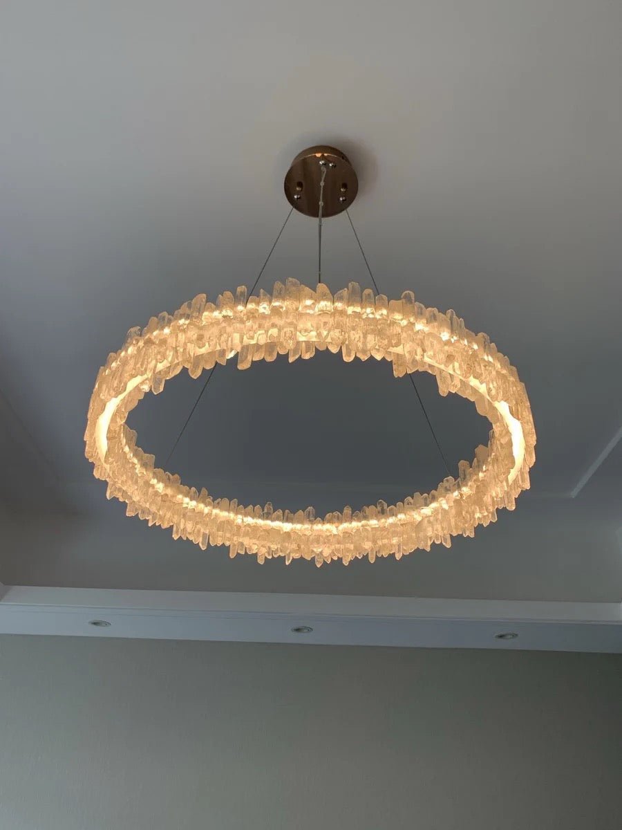 Modern Round Natural Stone Crystal Chandelier - D23.6"*H4.72"(D60cm*H12cm)casivra