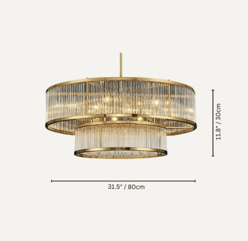 Modern Round/Rectangular Glass Rods Chandelier - Rectangular/L59.1"*H11.8"Warm Lightcasivra