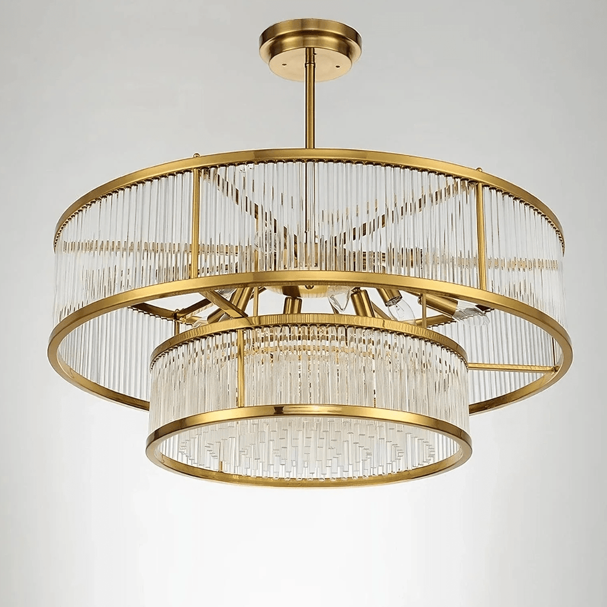 Modern Round/Rectangular Glass Rods Chandelier - Rectangular/L59.1"*H11.8"Warm Lightcasivra