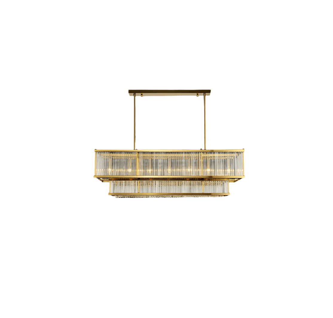 Modern Round/Rectangular Glass Rods Chandelier - Rectangular/L59.1"*H11.8"Warm Lightcasivra
