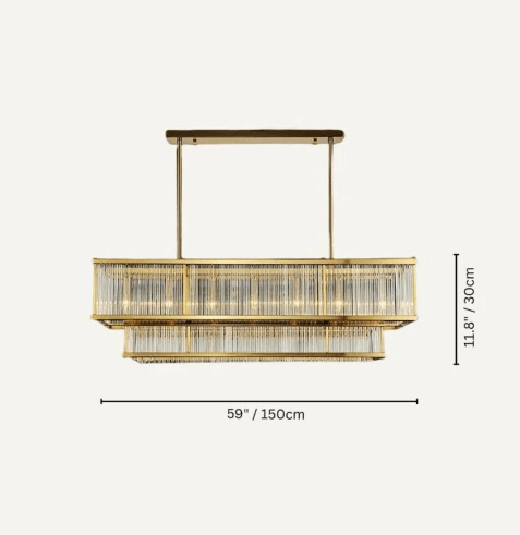 Modern Round/Rectangular Glass Rods Chandelier - Rectangular/L59.1"*H11.8"Warm Lightcasivra