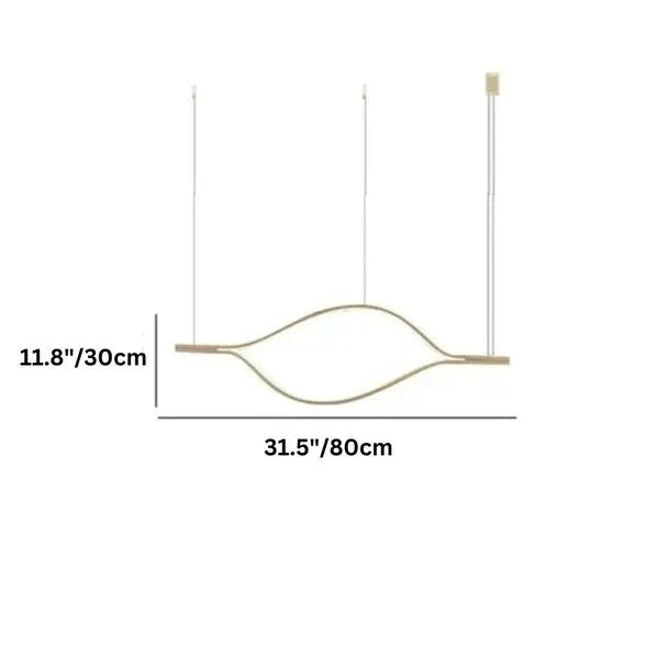 Modern Simple Brass Waving Chandelier for Living/Dining Room/Kitchen Island - L31.5"*W2.2"*H11.8"GoldWarm Lightcasivra