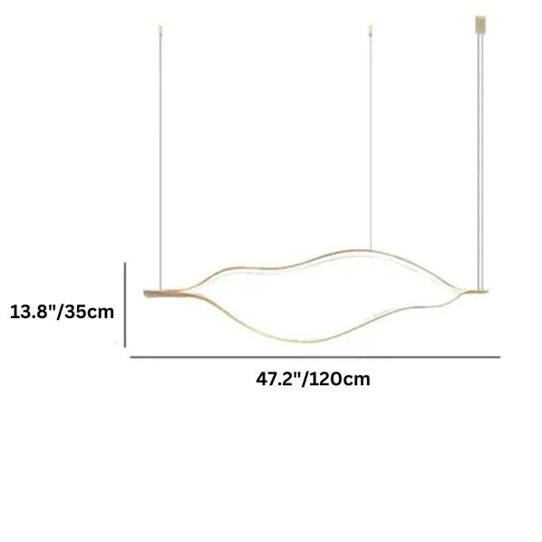 Modern Simple Brass Waving Chandelier for Living/Dining Room/Kitchen Island - L31.5"*W2.2"*H11.8"GoldWarm Lightcasivra
