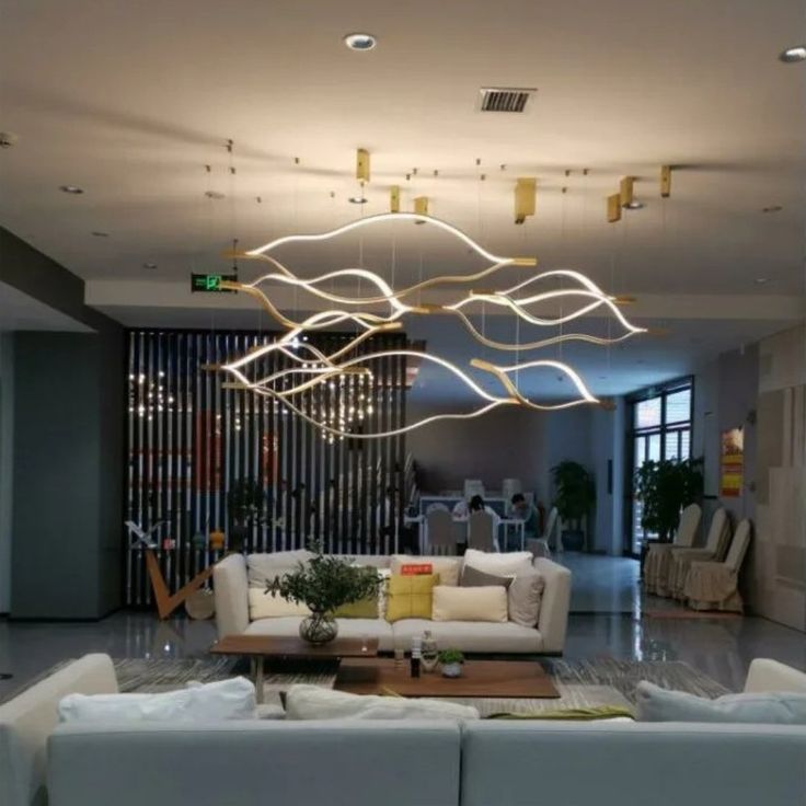 Modern Simple Brass Waving Chandelier for Living/Dining Room/Kitchen Island - L31.5"*W2.2"*H11.8"WoodWarm Lightcasivra