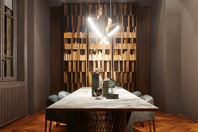 Modern Simple Brass Waving Chandelier for Living/Dining Room/Kitchen Island - L31.5"*W2.2"*H11.8"WoodWarm Lightcasivra