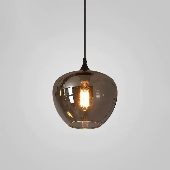 Modern Smoke Gray Glass Pendant Light - Small/D7.87"*H7.09"(20cm*H18cm)Warm Lightcasivra