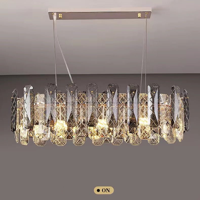 Modern Smoky Gray Crystal Chandelier Gleamy Light Fixture for Living/Dining Room/ Bedroom/ Home Office-Chandeliers-casivra-casivra