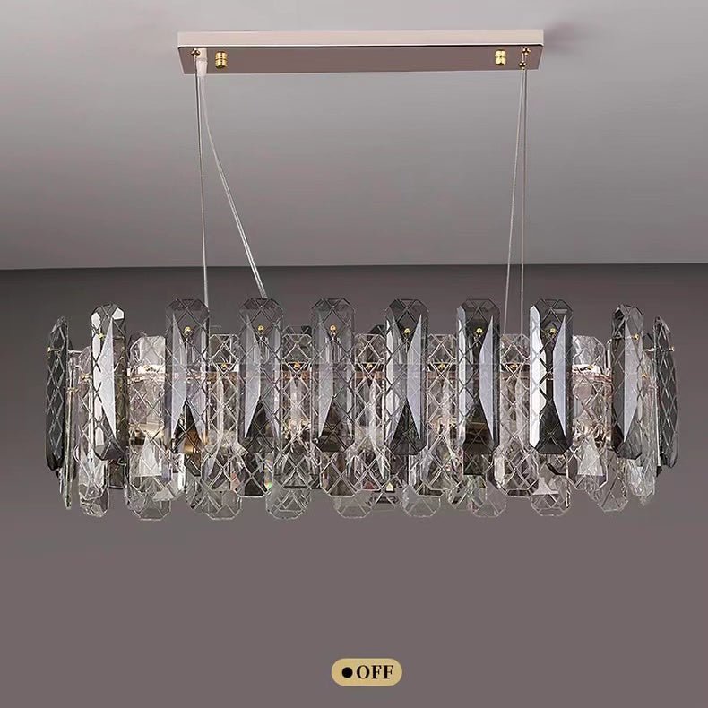 Modern Smoky Gray Crystal Chandelier Gleamy Light Fixture for Living/Dining Room/ Bedroom/ Home Office-Chandeliers-casivra-casivra