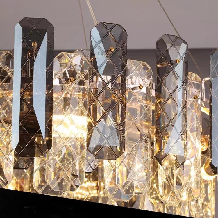 Modern Smoky Gray Crystal Chandelier Gleamy Light Fixture for Living/Dining Room/ Bedroom/ Home Office-Chandeliers-casivra-casivra