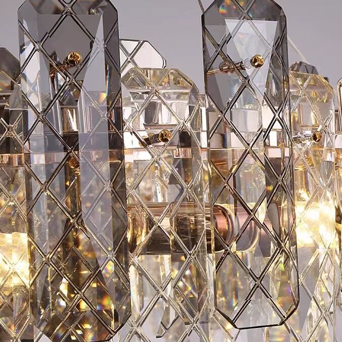 Modern Smoky Gray Crystal Chandelier Gleamy Light Fixture for Living/Dining Room/ Bedroom/ Home Office-Chandeliers-casivra-casivra