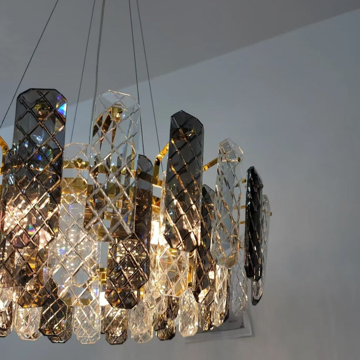 Modern Smoky Gray Crystal Chandelier Gleamy Light Fixture for Living/Dining Room/ Bedroom/ Home Office-Chandeliers-casivra-casivra