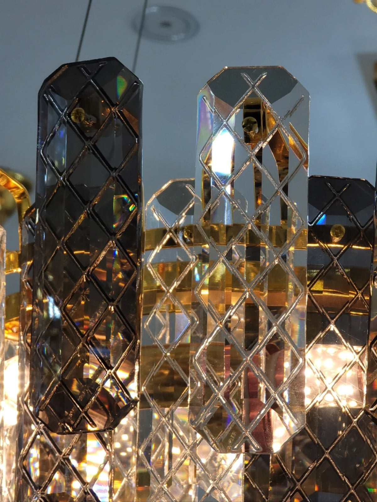 Modern Smoky Gray Crystal Chandelier Gleamy Light Fixture for Living/Dining Room/ Bedroom/ Home Office-Chandeliers-casivra-casivra