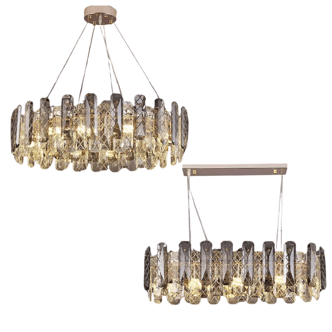 Modern Smoky Gray Crystal Chandelier Gleamy Light Fixture for Living/Dining Room/ Bedroom/ Home Office-Chandeliers-casivra-casivra