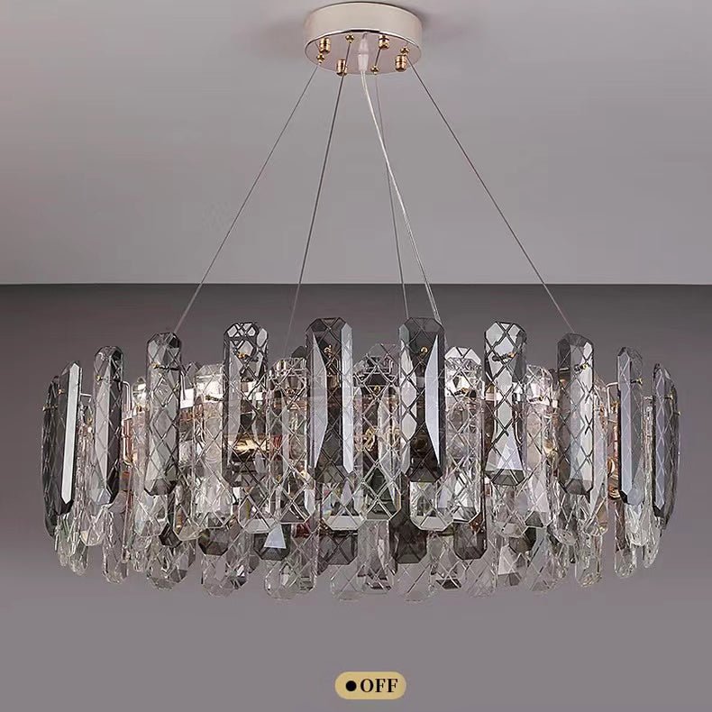 Modern Smoky Gray Crystal Chandelier Gleamy Light Fixture for Living/Dining Room/ Bedroom/ Home Office-Chandeliers-casivra-casivra