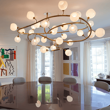 Modern Spiral Branch Glass Globe Chandelier for Low Ceiling Living Room or Dining Room - D47.2"(D120cm)Warm Lightcasivra