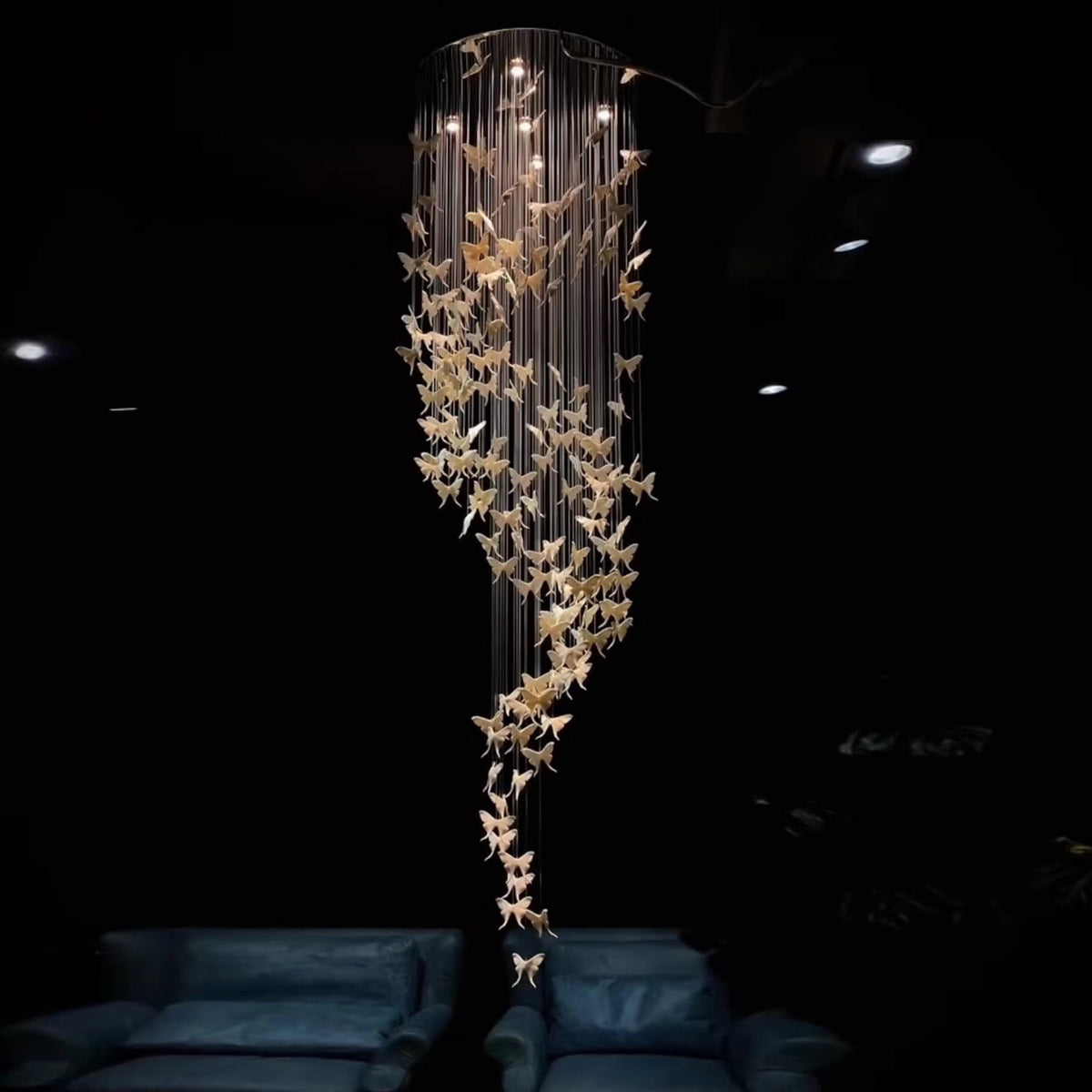 Modern Spiral Staircase Chandelier Ceiling Light Fixture for High Ceiling Living room/ Entryway - D 23.6" * H 118"Warm Lightcasivra