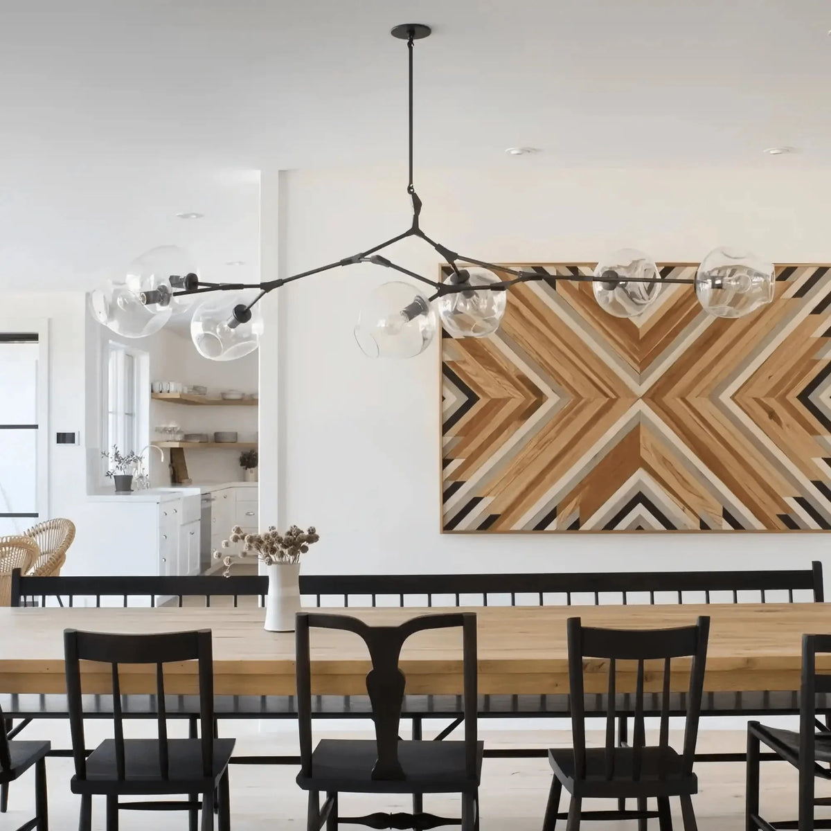 Modern Sputnik Smoky Gray/Amber Glass Branch Chandelier for Kitchen Island/Dining Room - 5 Globes/W43.3"*D21.65"*H20"Brass Finish/Clear GlassWarm Lightcasivra