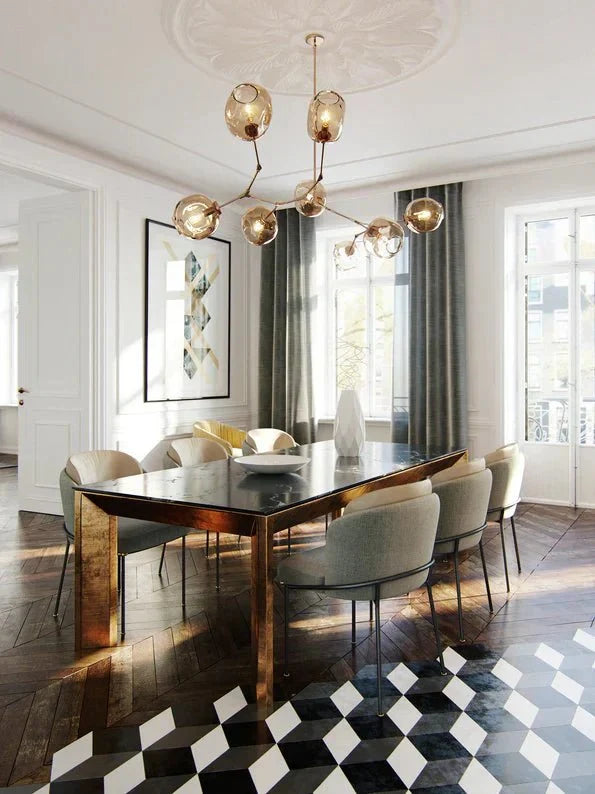 Modern Sputnik Smoky Gray/Amber Glass Branch Chandelier for Kitchen Island/Dining Room - 8 Globes/W89.76"*D33.07"*H22.8"Brass Finish/Clear GlassWarm Lightcasivra