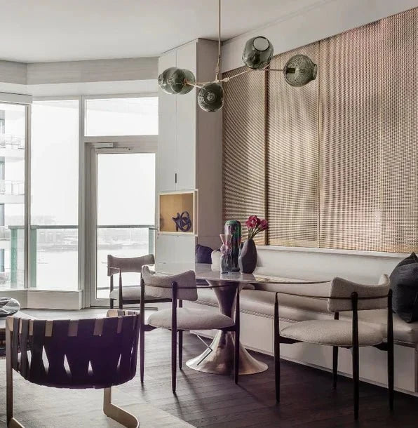 Modern Sputnik Smoky Gray/Amber Glass Branch Chandelier for Kitchen Island/Dining Room - 5 Globes/W64.2"*D20.86"*H20.87"Brass Finish/Clear GlassWarm Lightcasivra