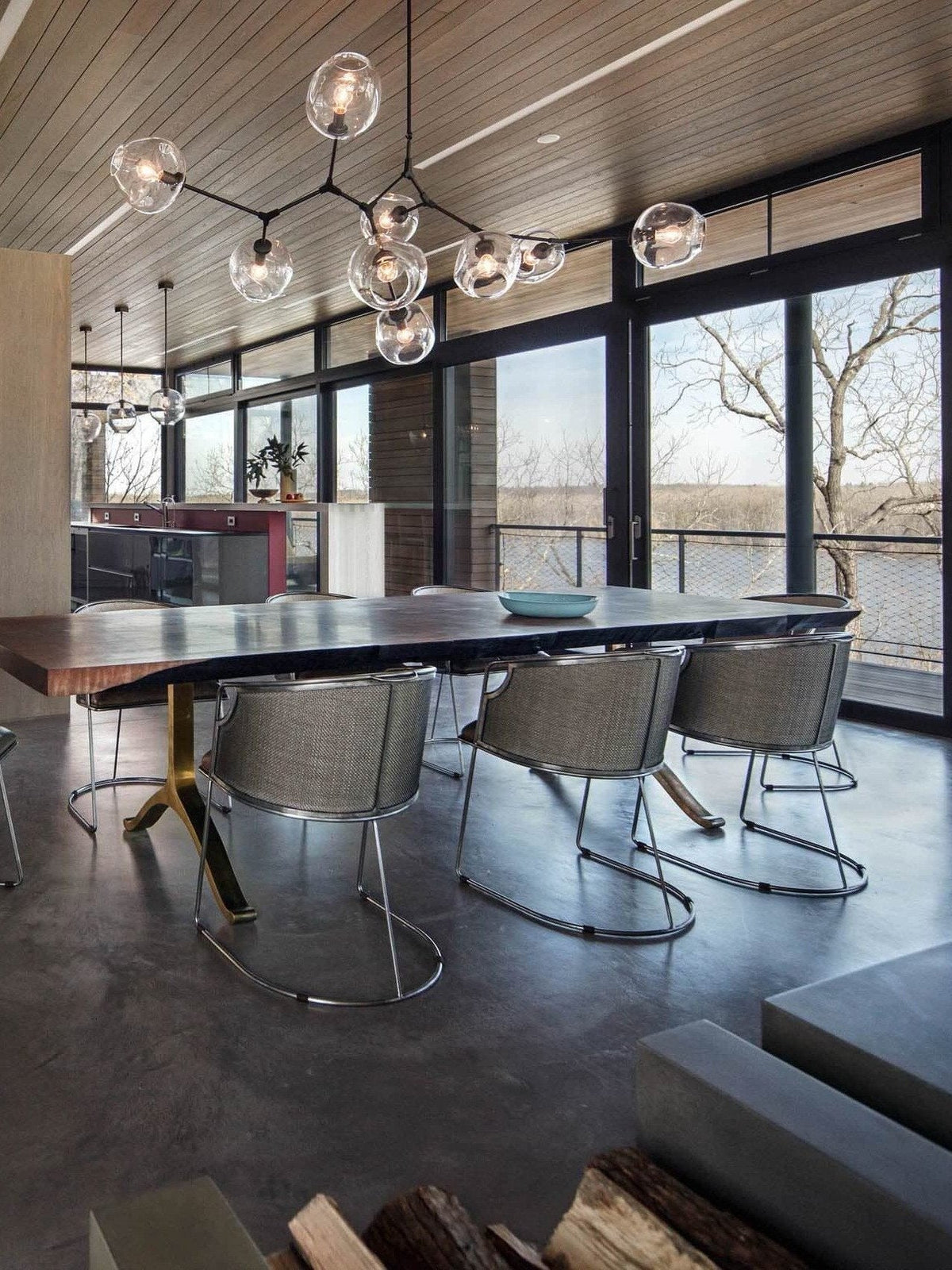 Modern Sputnik Smoky Gray/Amber Glass Branch Chandelier for Kitchen Island/Dining Room - 5 Globes/W64.2"*D20.86"*H20.87"Brass Finish/Clear GlassWarm Lightcasivra