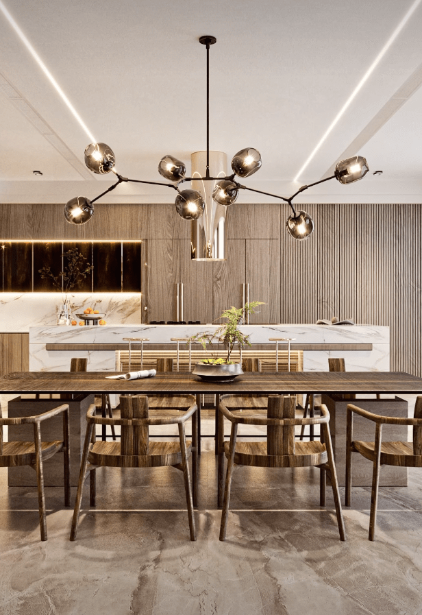 Modern Sputnik Smoky Gray/Amber Glass Branch Chandelier for Kitchen Island/Dining Room - 5 Globes/W64.2"*D20.86"*H20.87"Brass Finish/Clear GlassWarm Lightcasivra