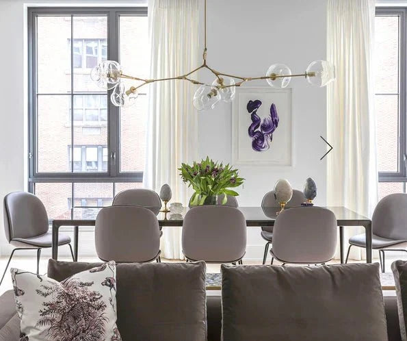 Modern Sputnik Smoky Gray/Amber Glass Branch Chandelier for Kitchen Island/Dining Room - 5 Globes/W64.2"*D20.86"*H20.87"Brass Finish/Clear GlassWarm Lightcasivra